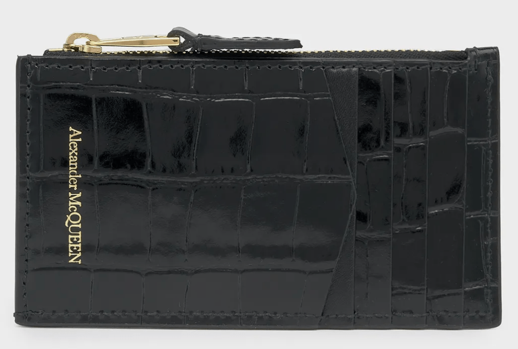 ALEXANDER McQUEEN Skull Zipper Card Holder - Black