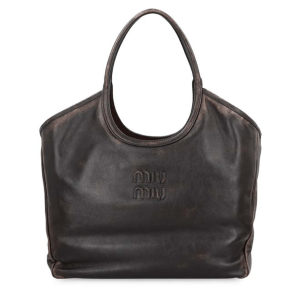 Miu Miu Leather Tote Bag Sand Coffee