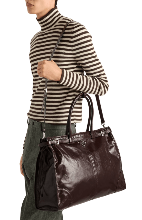 Brown Prada Bonnie Leather Tote Bag