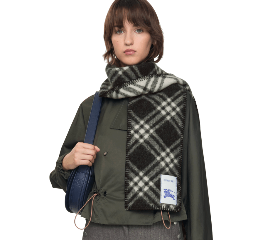 Slim checked wool scarf