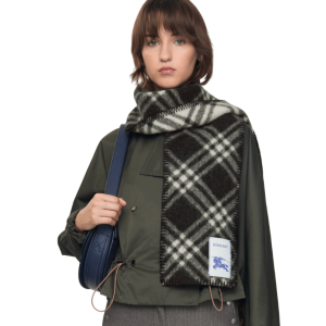 Slim checked wool scarf