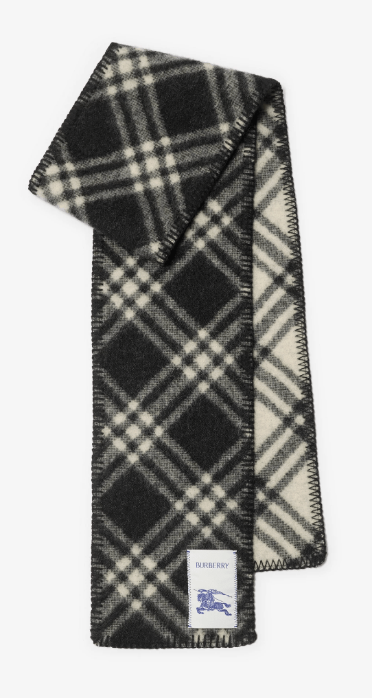 Slim checked wool scarf