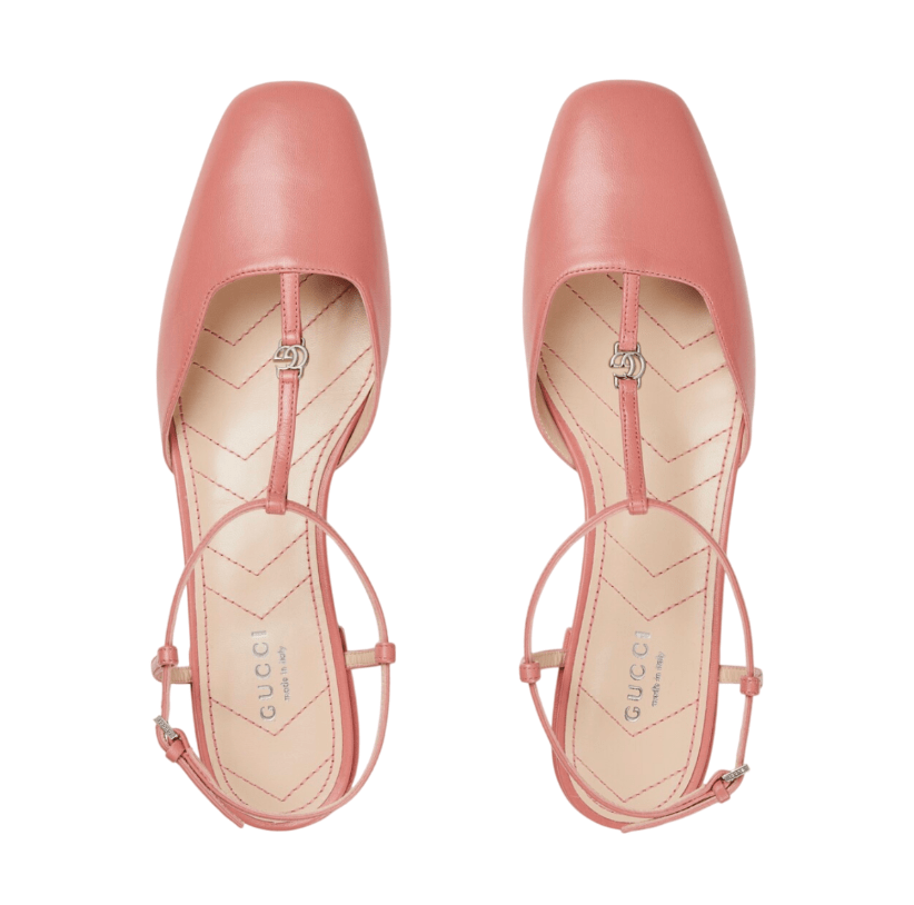 (W) Gucci Double G Ballet Flat Pink Leather