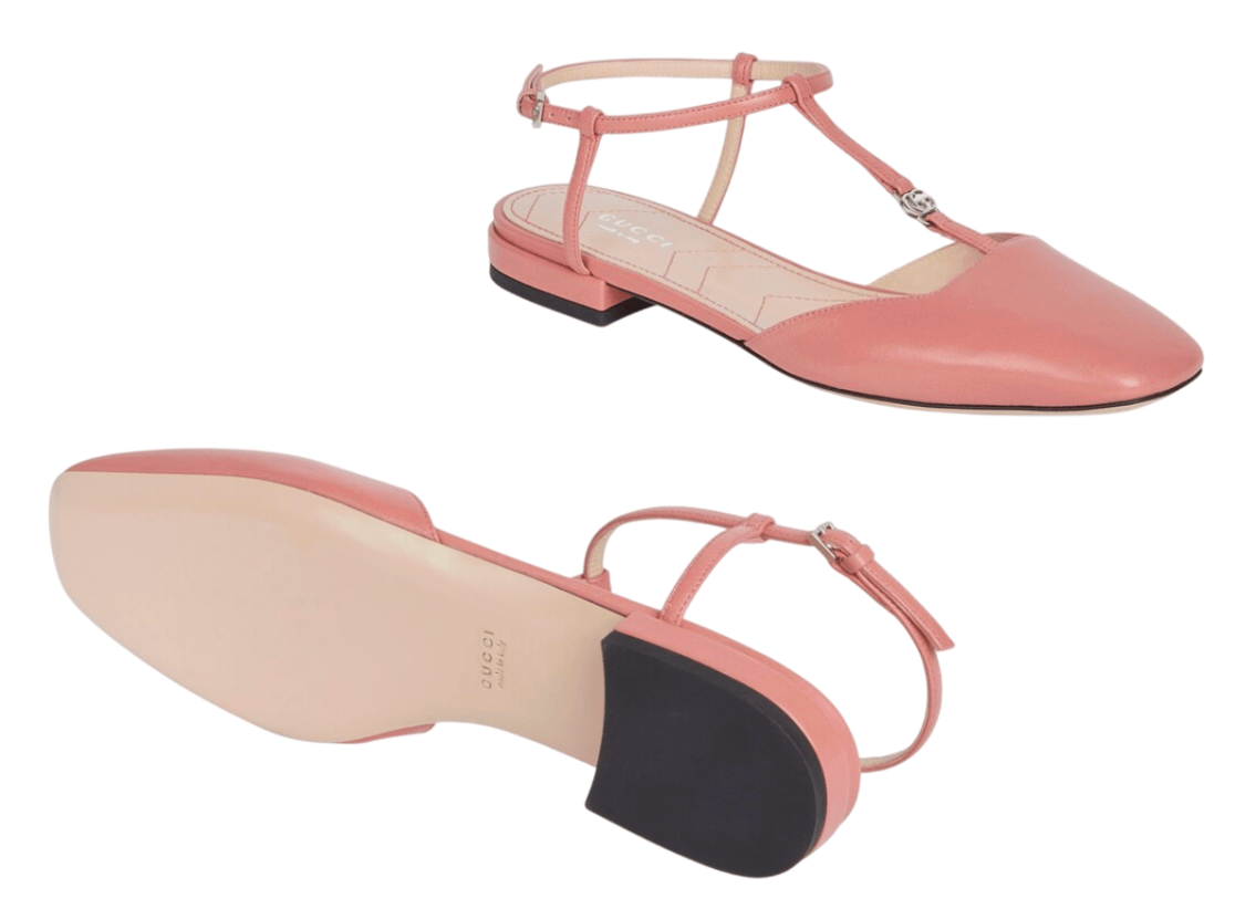 (W) Gucci Double G Ballet Flat Pink Leather