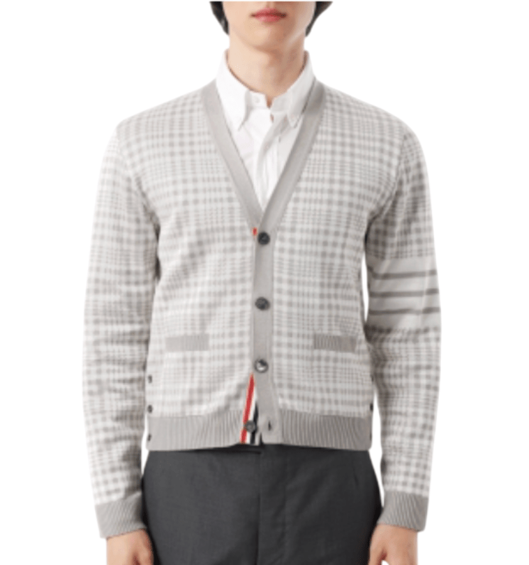 Thom Browne 4-Bar Stripe Gingham Check Jacquard Cotton Silk