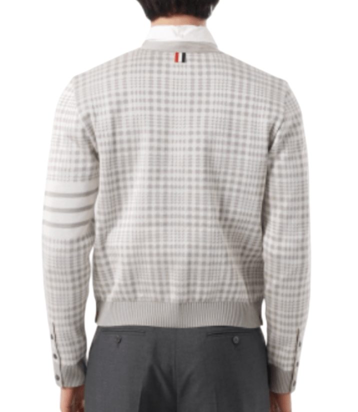 Thom Browne 4-Bar Stripe Gingham Check Jacquard Cotton Silk