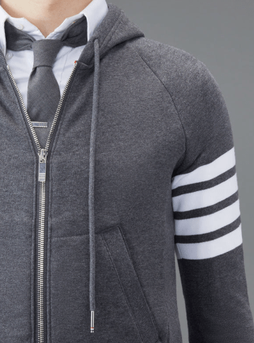 Thom Browne Engineered 4-Bar Zip Hoodie Dark Grey