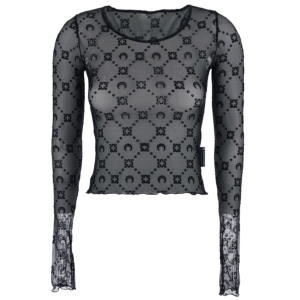 Marine Serre Black Long-Sleeve Top