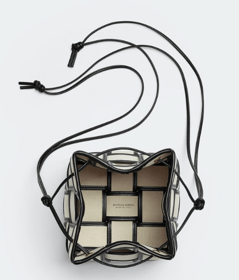 Bottega Veneta Cassette Bucket Bag Natural Black