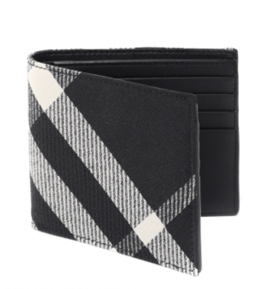 Burberry Check Bifold Wallet Black Calico