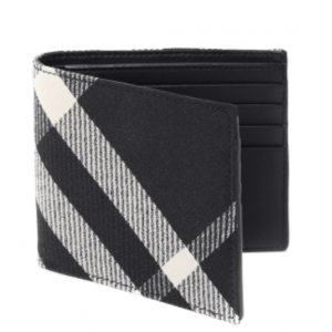 Burberry Check Bifold Wallet Black Calico