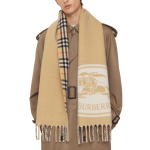  Burberry Reversible Knight Stamp Scarf Beige