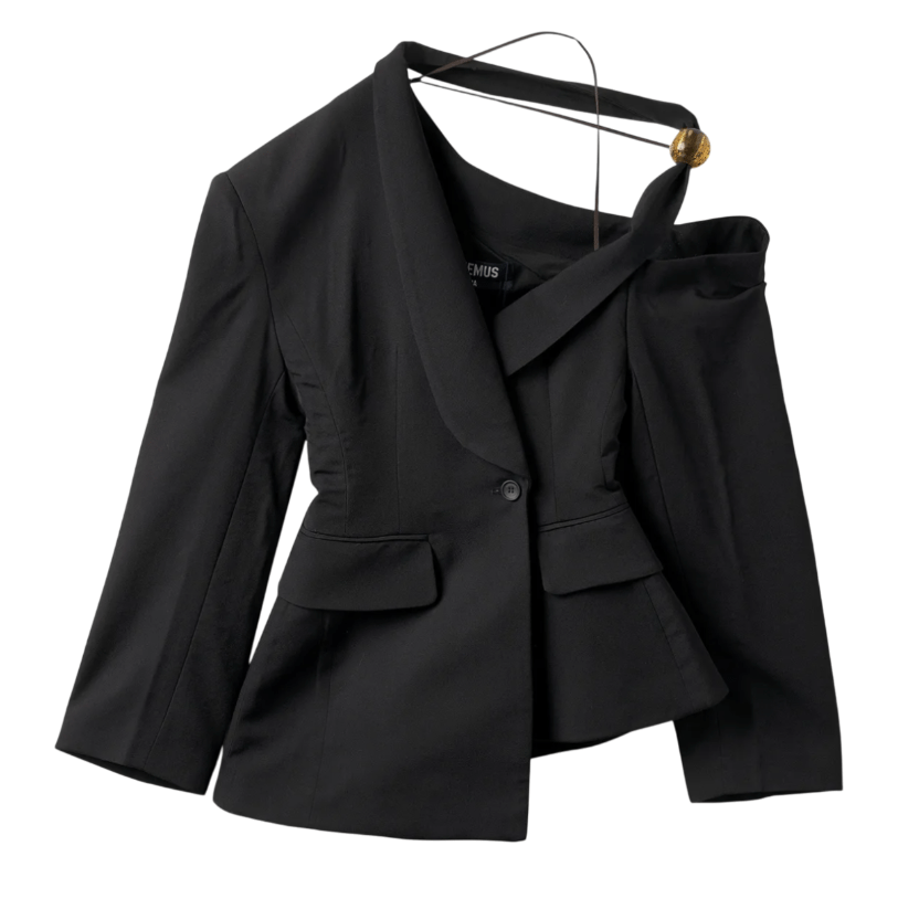 Jacquemus Black Le Raphia 'La Veste Baska' Blazer 