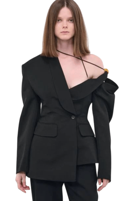 Jacquemus Black Le Raphia 'La Veste Baska' Blazer 