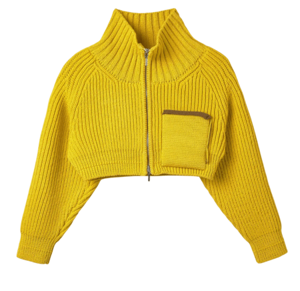 JACQUEMUS Le Arco Coat Zip-Up Knit Cardigan