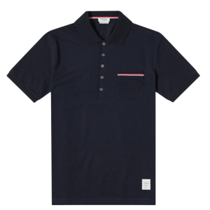 Thom Browne RWB Pocket Trim Pique Polo Shirt Navy