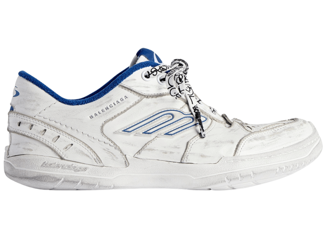Balenciaga Hamptons Worn Out Sneakers White Dark Blue