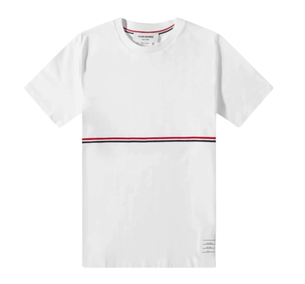 Thom Browne Midweight Jersey Stripe Short Sleeve T-Shirt White