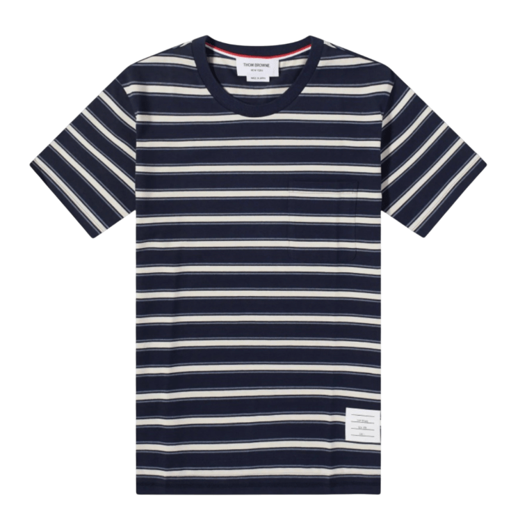 Thom Browne Stripe Short Sleeve Pocket T-Shirt Navy