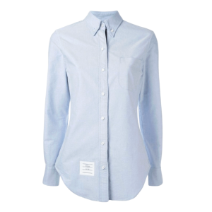 (W) Thom Browne Grosgrain Placket Oxford Shirt Light Blue