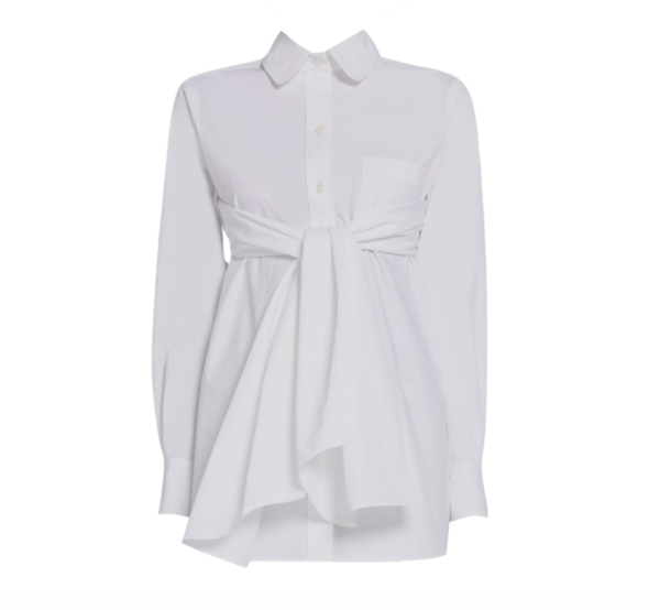 (W) Thom Browne Heavy Poplin Openback Twisted Shirt White