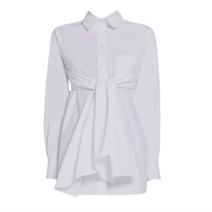 (W) Thom Browne Heavy Poplin Openback Twisted Shirt White
