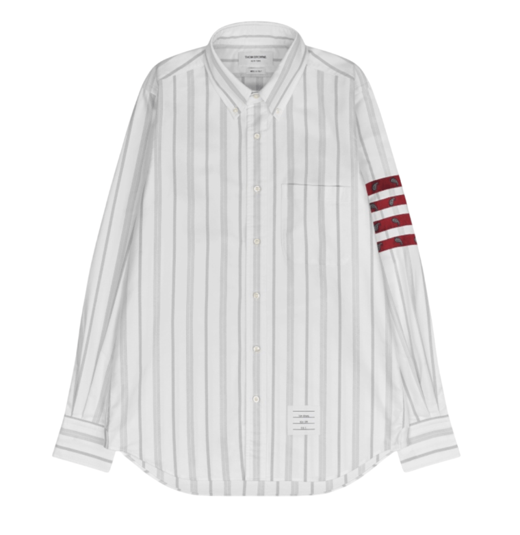 Thom Browne Paisley Tie Jacquard 4-Bar Straight Fit Shirt Medium Grey