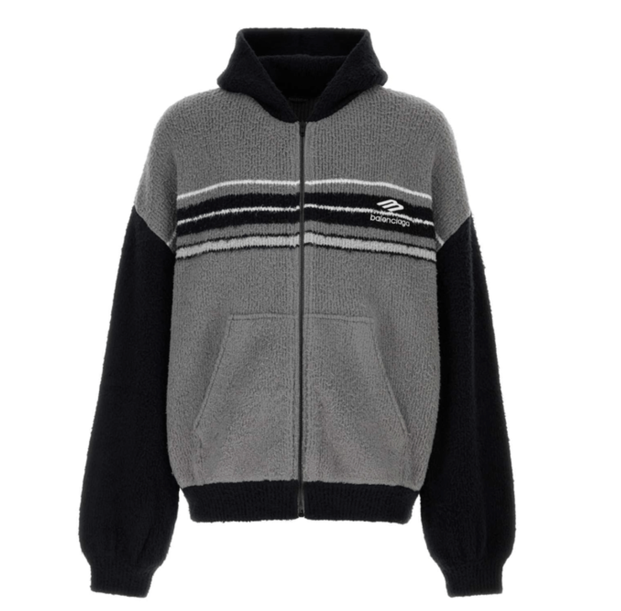 Balenciaga Logo Embroidered Zip-Up Knit Jacket