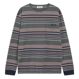 Miu Miu Slate and blue striped jersey T-shirt