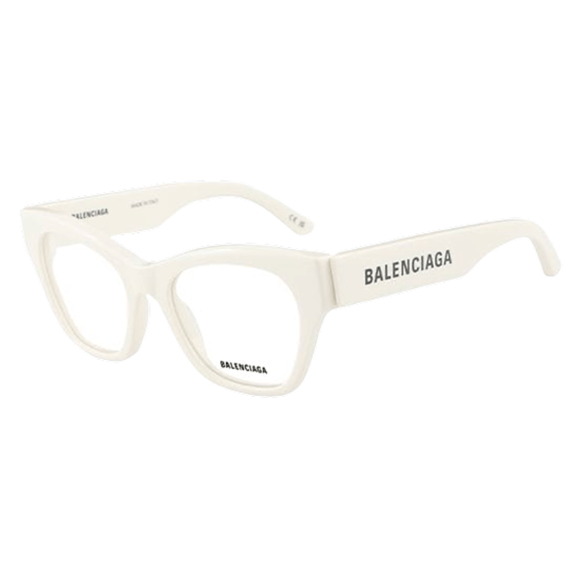 Balenciaga Logo Temple Cateye Eyeglasses White
