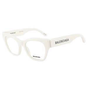 Balenciaga Logo Temple Cateye Eyeglasses White