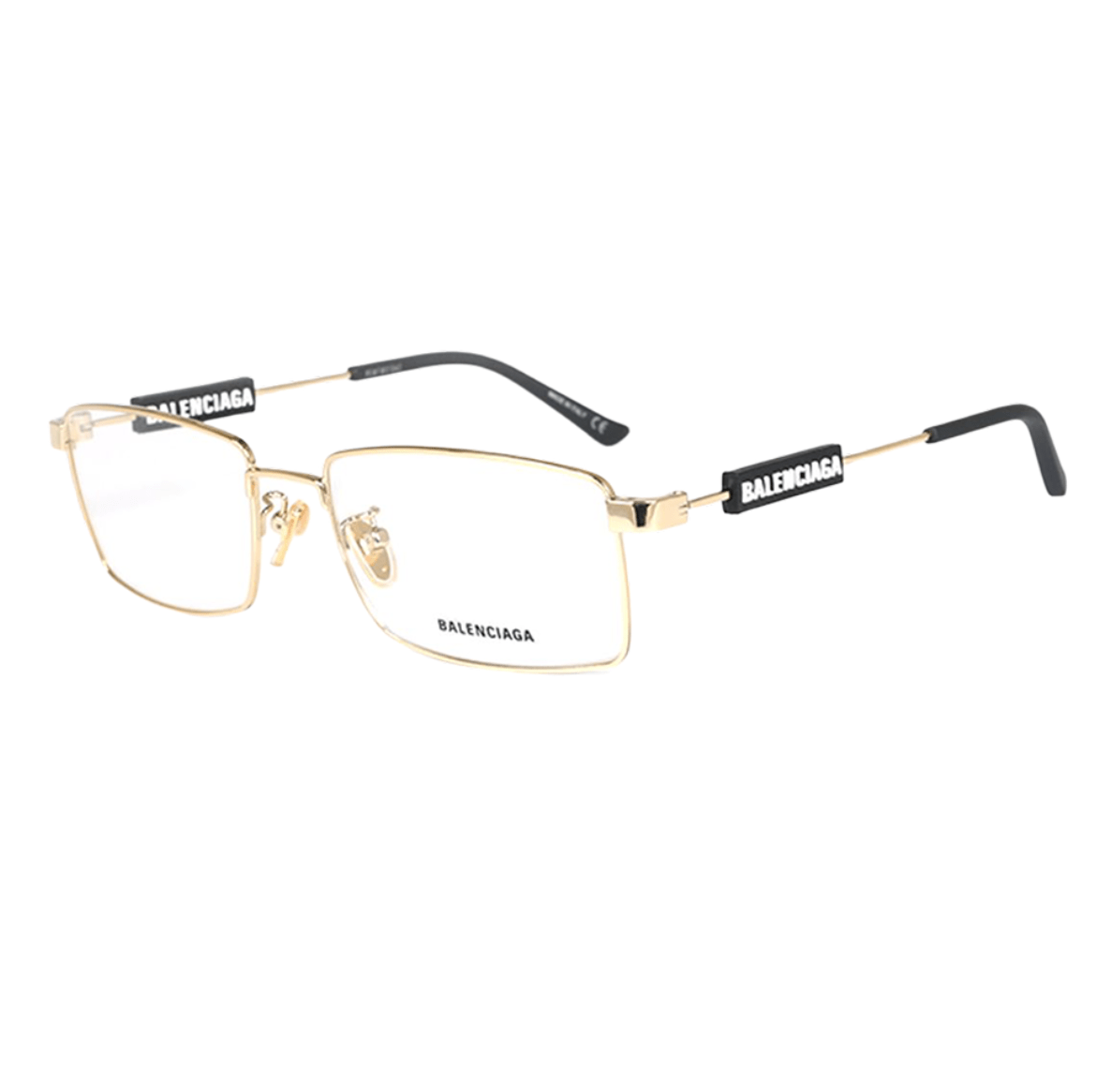Balenciaga Square Metal Eyeglasses Gold Black