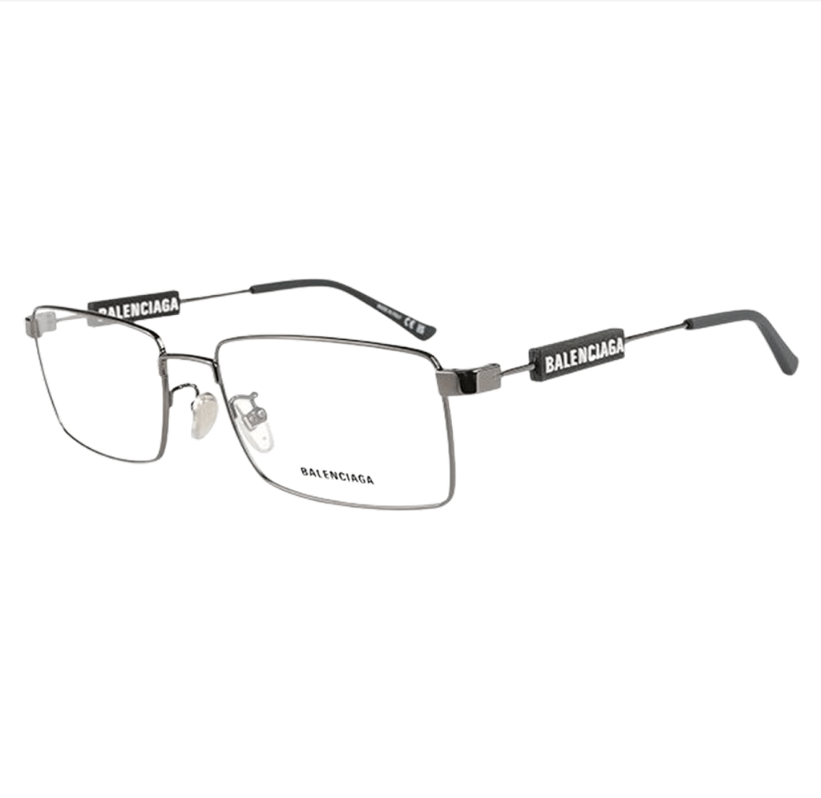 Balenciaga Square Metal Eyeglasses Silver