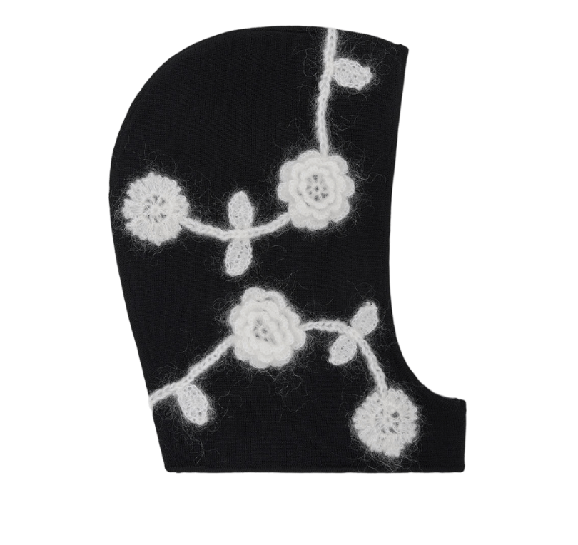 Black Flower Balaclava Black