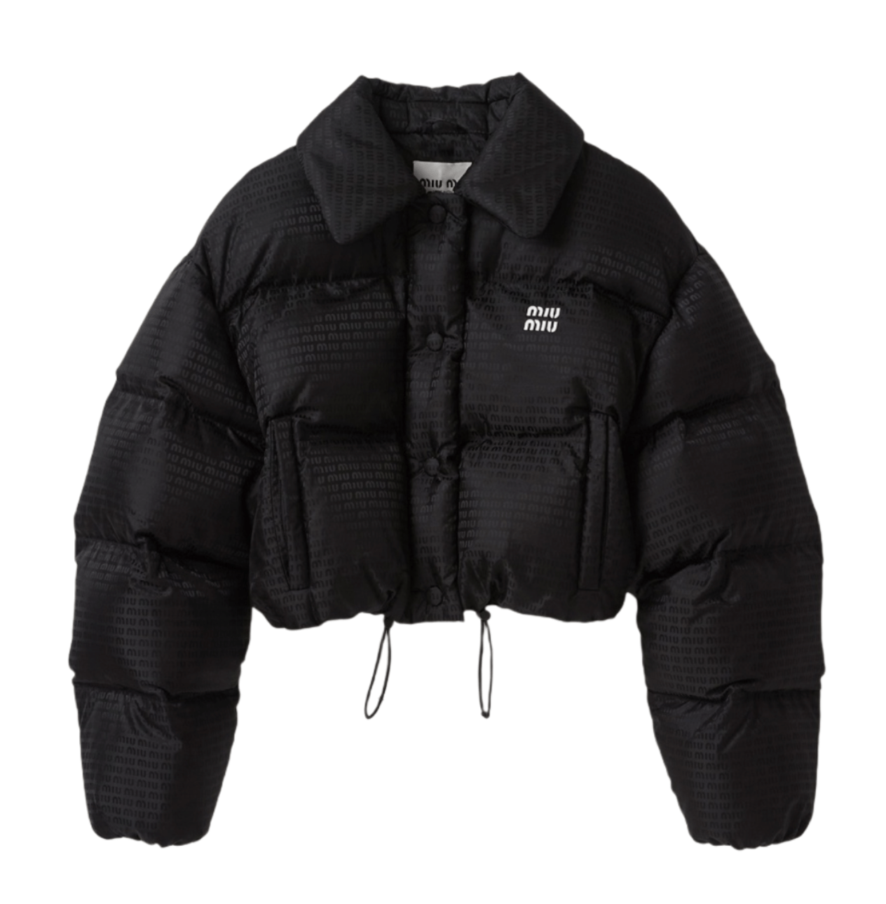 (W) Miu Miu Nylon Cropped Down Jacket Black