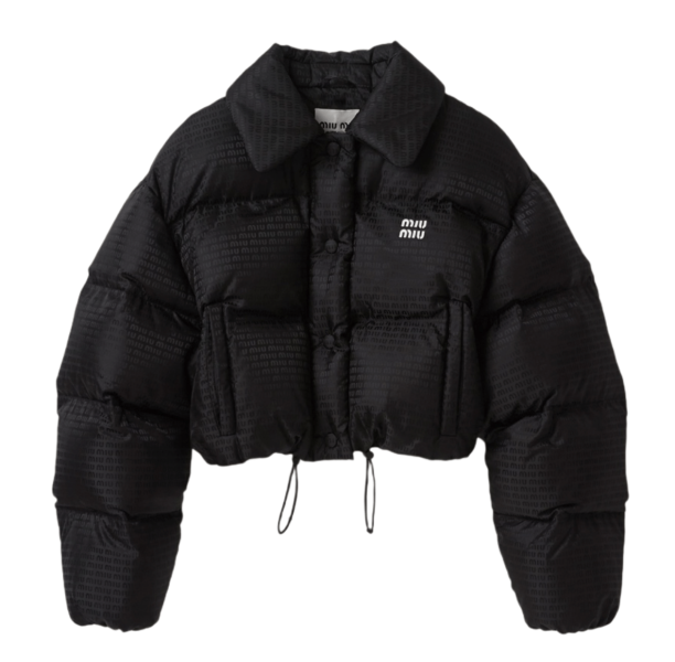 (W) Miu Miu Nylon Cropped Down Jacket Black