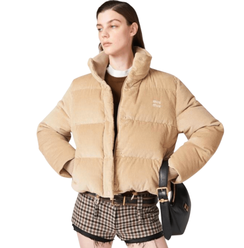(W) Miu Miu Velvet Down Jacket Sand Beige