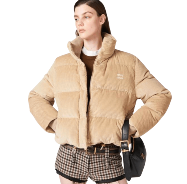 (W) Miu Miu Velvet Down Jacket Sand Beige