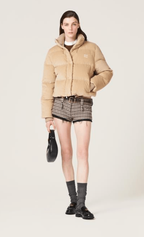 (W) Miu Miu Velvet Down Jacket Sand Beige