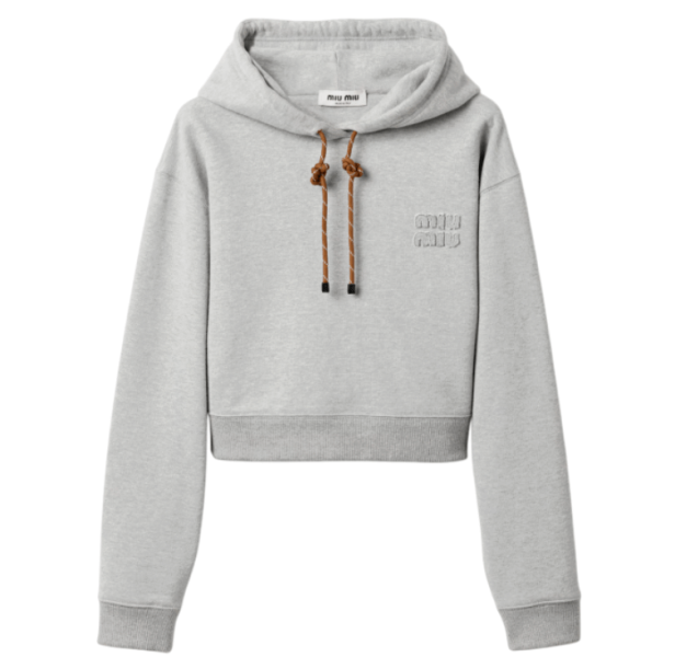 (W) Miu Miu Cotton Fleece Sweatshirt Grey