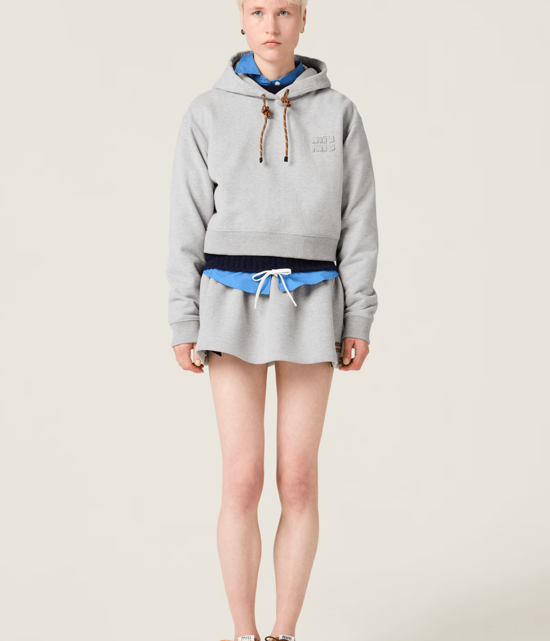(W) Miu Miu Cotton Fleece Sweatshirt Grey