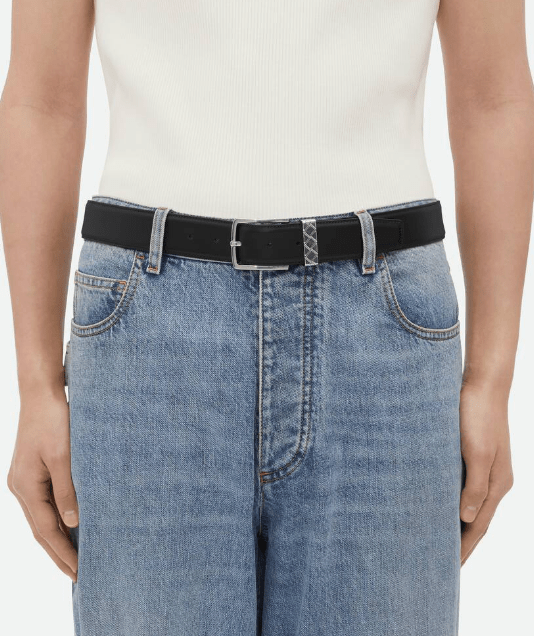 Bottega Veneta Intreccio Loop Belt Black