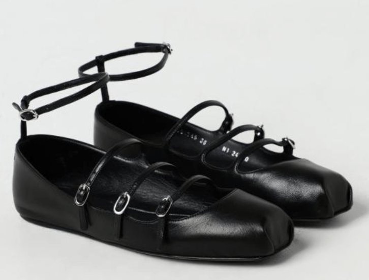 (W) Alexander McQueen Strap Ballet Flat Black