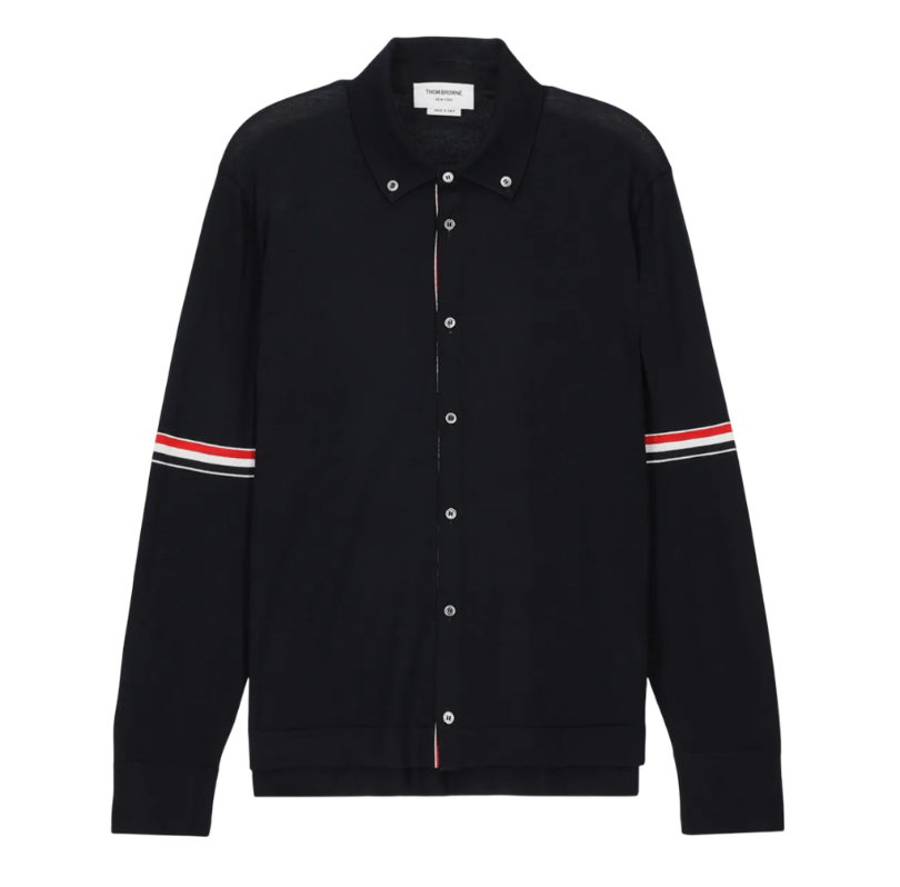 Jersey Button Down Point Collar Merino Wool Shirt