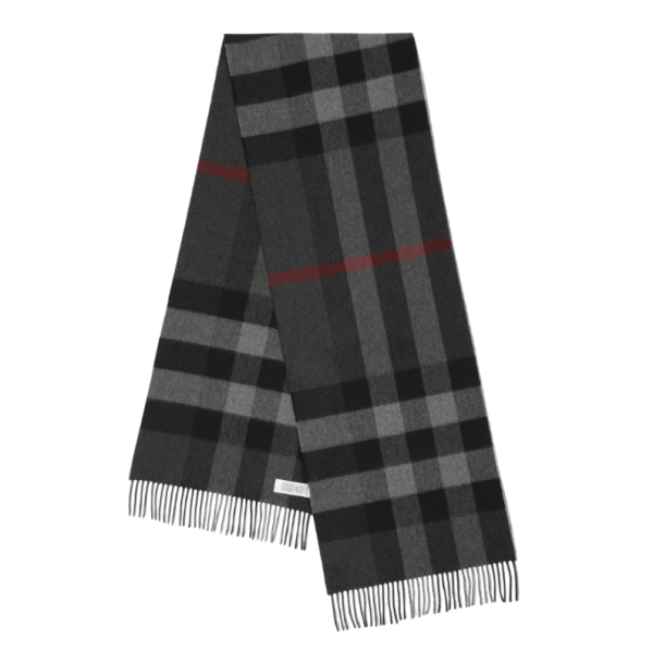 Burberry Check Cashmere Scarf Charcoal