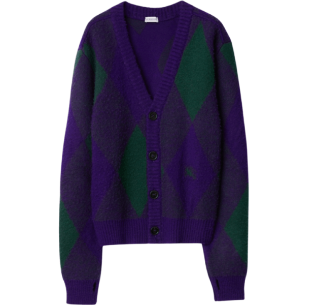 Burberry Argyle Wool Cardigan Royal