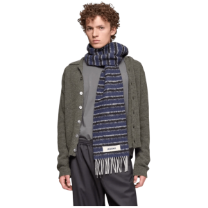 Jacquemus L'Echarpe Rayures in Blue & Dark Grey Stripes