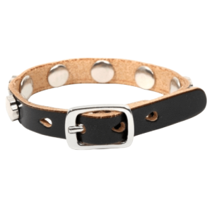 FLOWER BRACELET DEEP BLACK LEATHER 