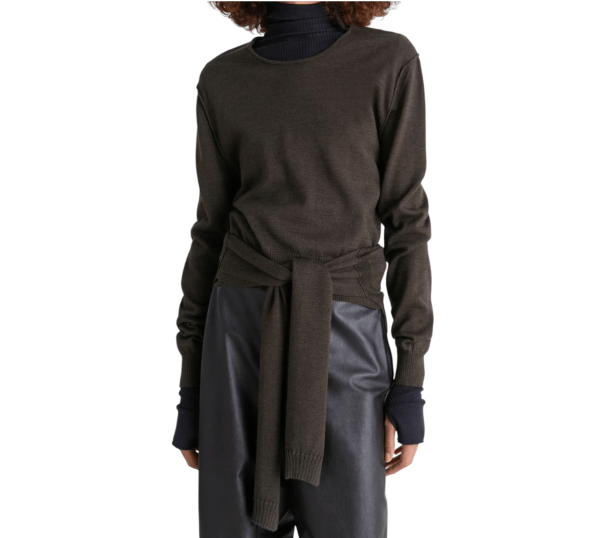 TROMPE L'OEIL CREW NECK JUMPER - DARK CACAO