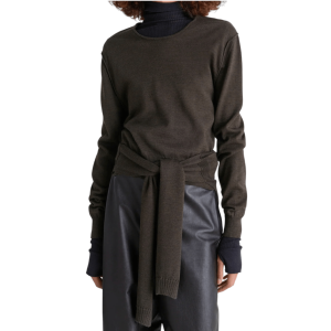 TROMPE L'OEIL CREW NECK JUMPER - DARK CACAO